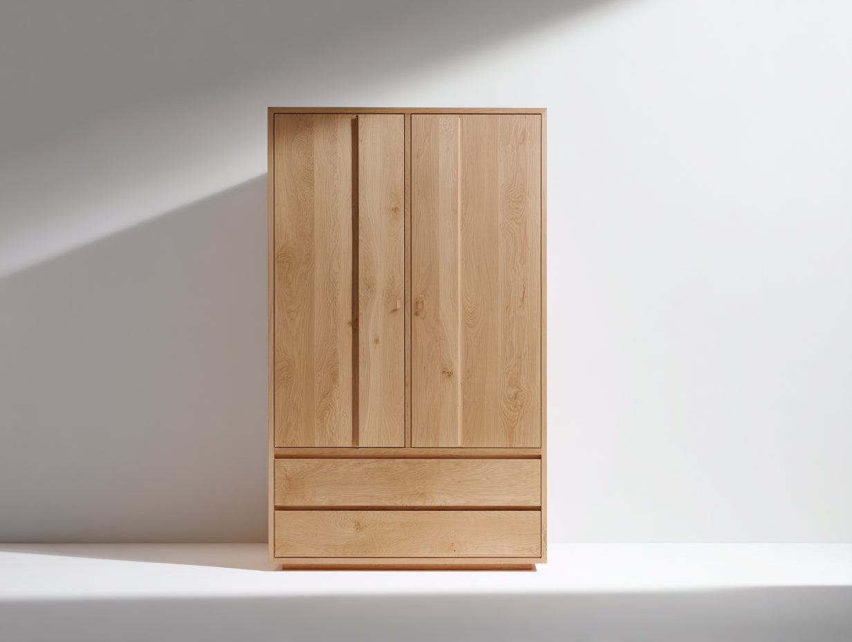 Armoire en bois finition chêne naturel 100x55x180 cm - chambre - style moderne