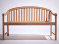 Banc de jardin 3 places en bois massif 160x62x95 cm - bois naturel brun clair - dossier incurvé à lattes et accoudoirs pour extérieur