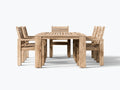 Salon de jardin repas en bois 180x90x75 cm - bois naturel - table avec 5 chaises