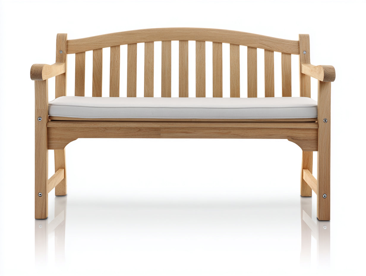 Banc de jardin 2 places en bois massif 120x60x90 cm - bois naturel clair - dossier incurvé avec accoudoirs pour extérieur