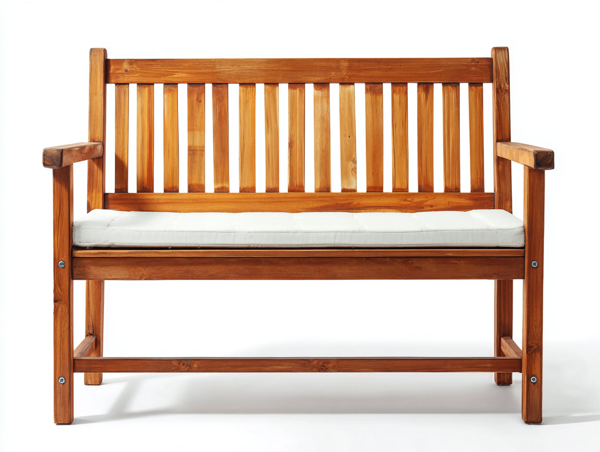 Banc de jardin en bois 150x58x88 cm - marron-blanc - dossier à lattes avec accoudoirs