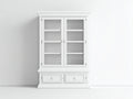Vitrine à 2 portes vitrées et 2 tiroirs en bois et verre 120x42x180 cm - blanc - style classique