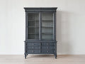Vitrine 2 portes vitrées avec 6 tiroirs en bois 115x45x200 cm - noir - style classique