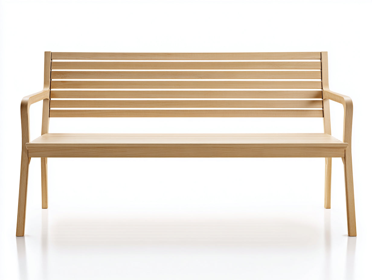 Banc de jardin en bois 180x60x86 cm - bois naturel - design à lattes avec accoudoirs
