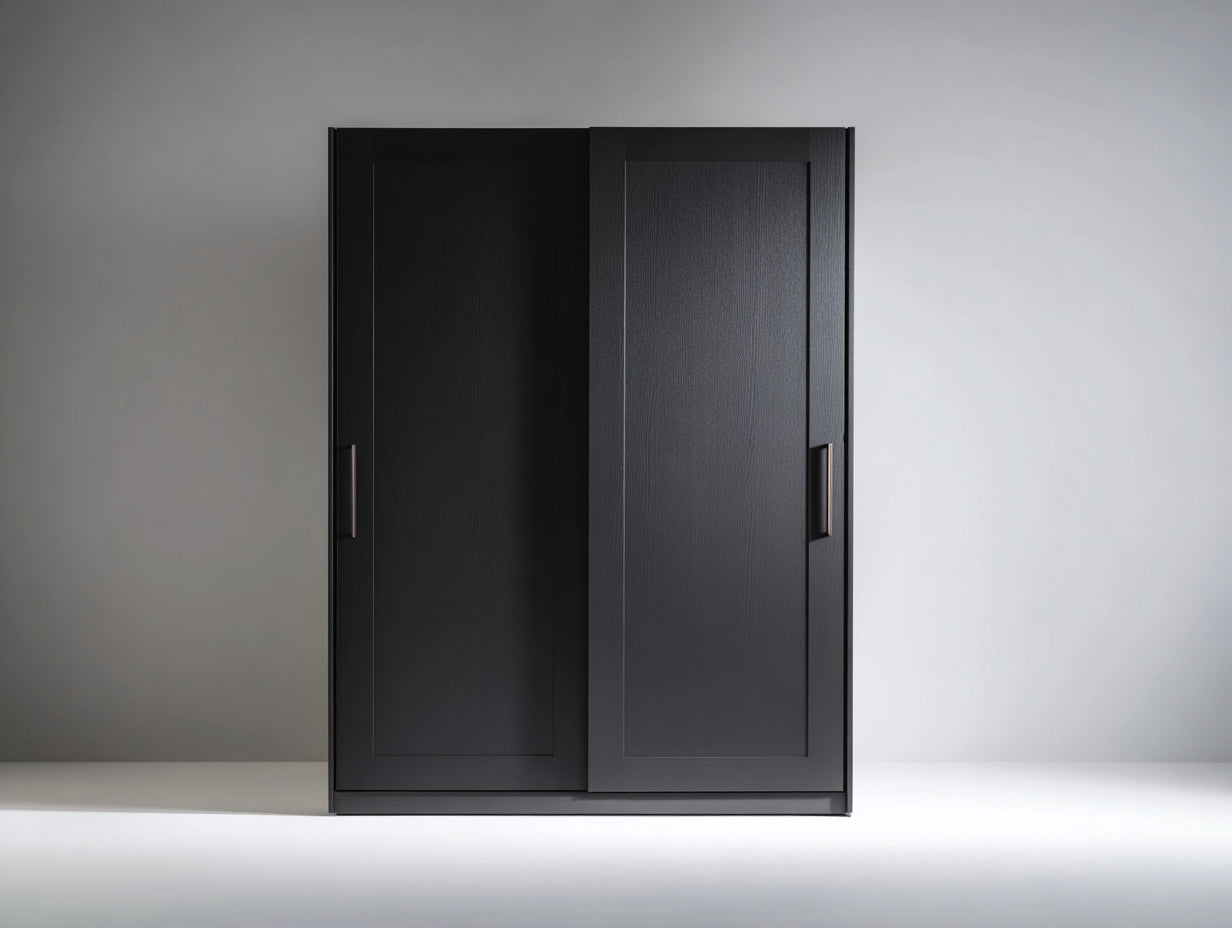 Armoire en bois d'ingénierie 120x60x180 cm - noir - portes coulissantes modernes