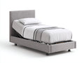 Lit simple rembourré en tissu gris 200x90x105 cm - chambre - sommier réglable