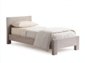 Lit simple en panneaux de bois 205x96x82 cm - bois grisé - design moderne