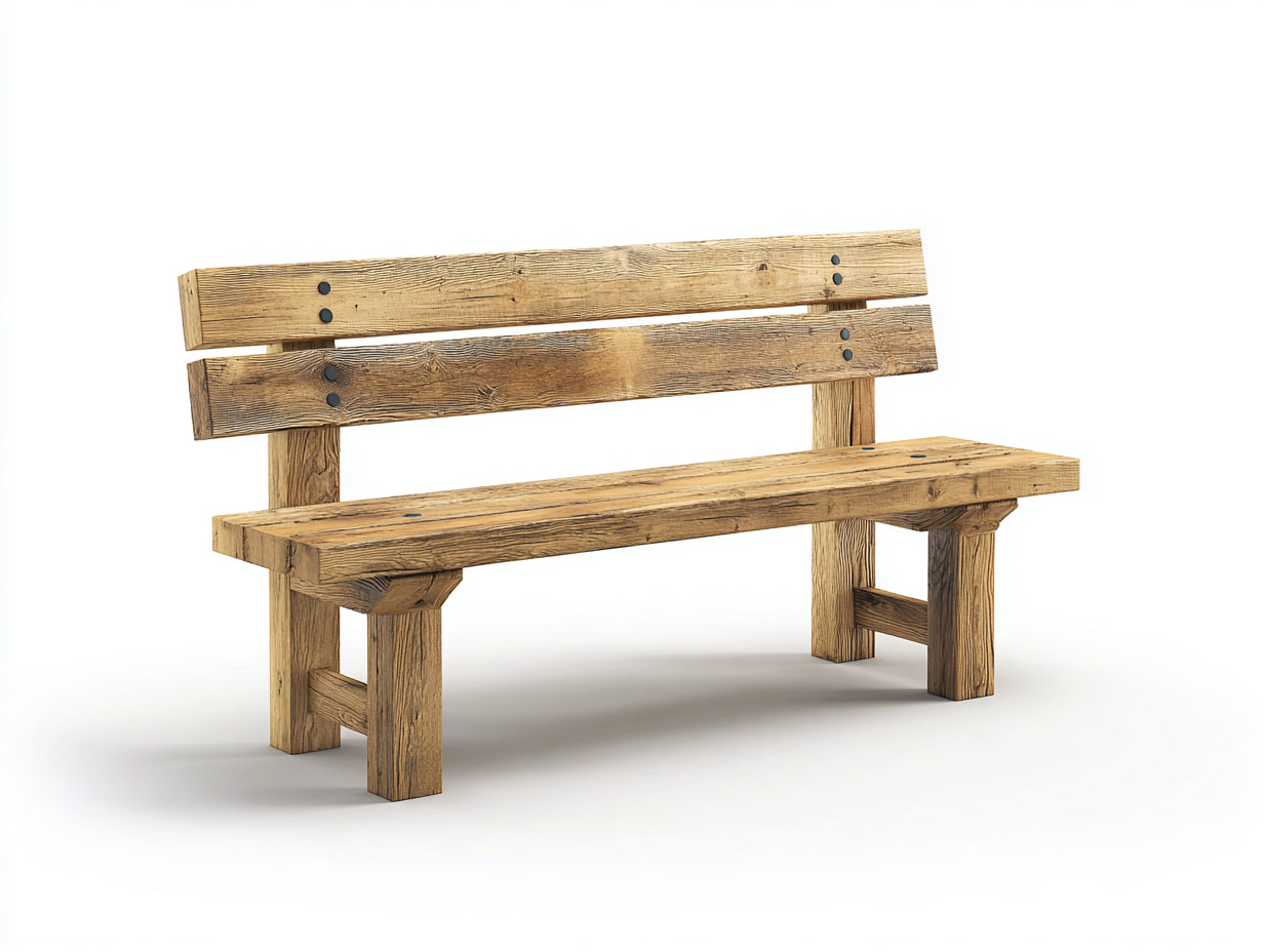 Banc de jardin en bois massif naturel 160x55x85 cm - extérieur - style rustique