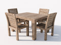 Salon de jardin repas en bois 120x120x75 cm - bois naturel - table carrée avec 4 chaises