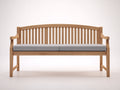 Banc de jardin en bois naturel avec coussin gris 150x60x90 cm - extérieur - style classique