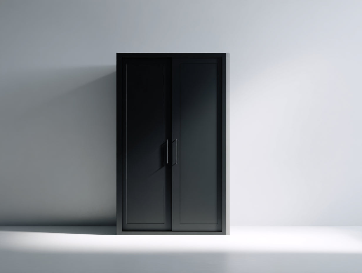 Armoire 2 portes en métal 80x45x180 cm - noir mat - rangement intérieur moderne
