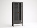 Vitrine à 2 portes vitrées en panneaux de bois et verre 85x40x150 cm - gris foncé - design moderne