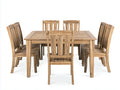 Salon de jardin repas en bois naturel 140x90x75 cm avec 7 chaises - extérieur - style rustique