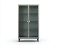 Vitrine 2 portes vitrées en acier et verre 85x40x175 cm - gris - rangement moderne pour cuisine