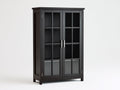 Vitrine en bois d'ingénierie et verre 95x42x180 cm - brun foncé-noir - 2 portes vitrées