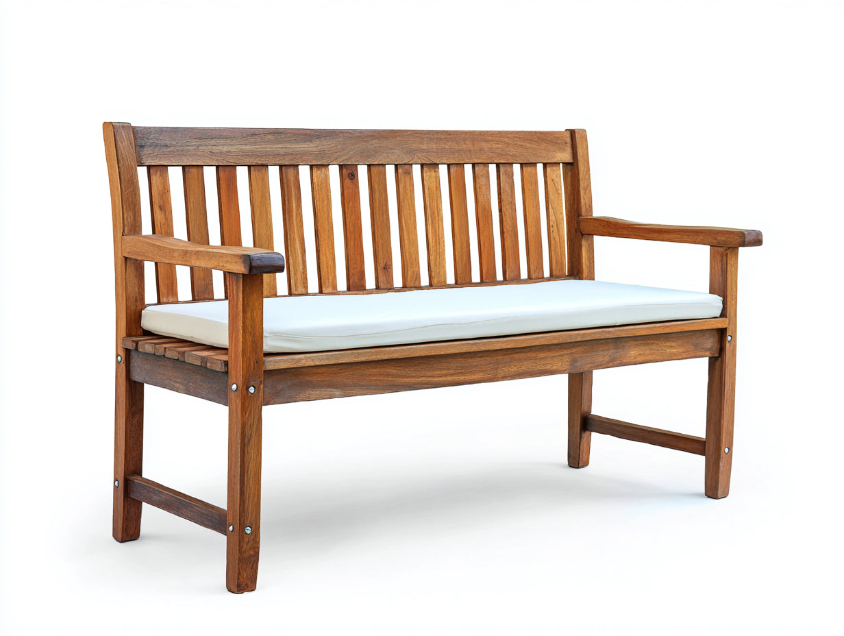 Banc de jardin en bois 150x60x88 cm - bois brun - dossier à lattes classique