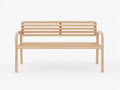 Banc de jardin 2 places en bois 140x58x84 cm - bois naturel clair - dossier à lattes et accoudoirs pour terrasse