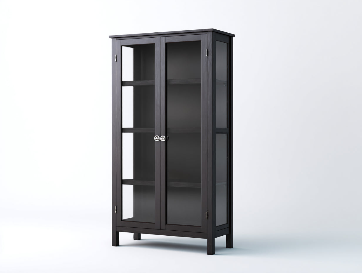 Vitrine en bois et verre noir 85x38x160 cm - salon - style moderne