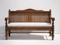 Banc de jardin en bois massif 170x60x105 cm - brun naturel - style sculpté avec accoudoirs