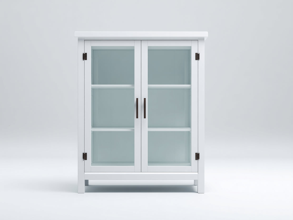 Vitrine 2 portes vitrées en bois 90x40x130 cm - blanc - style classique