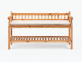 Banc de jardin en bois 150x58x88 cm - bois naturel-blanc - dossier à lattes avec accoudoirs