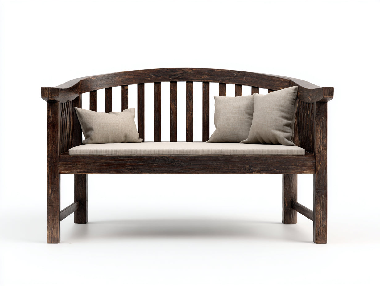 Banc de jardin en bois massif 160x65x92 cm - brun foncé - avec accoudoirs